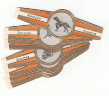 12 Cigar Bands Jamayca Hunting Dogs Series 1 First Print Orange