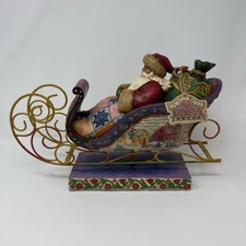 Jim Shore "Delivering Joy" Santa In Sleigh Centerpiece Figurine 2004