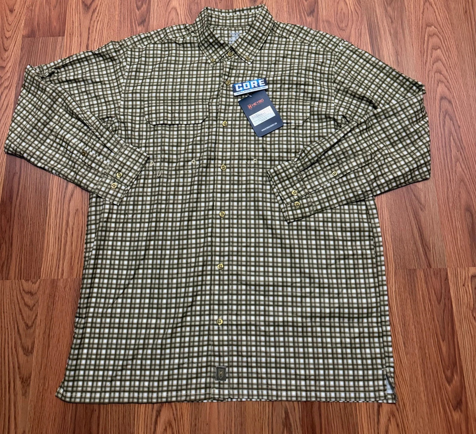 Heybo Shirt Mens Small Beaufort Fishing Button Down Performance Plaid