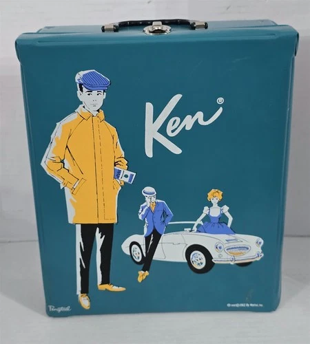 X-742 VINTAGE 1960'S MATTEL BARBIE KEN DOLL CARRYING CASE - BLUE