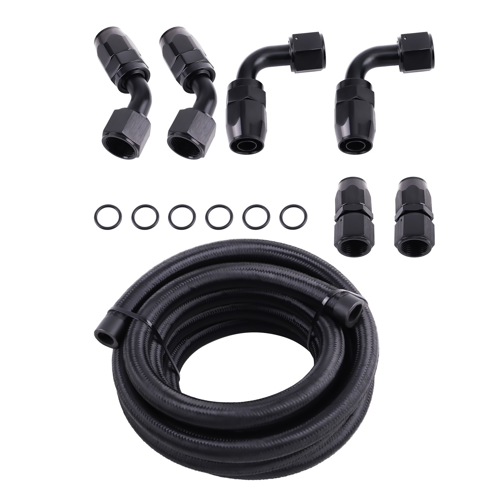 AN10 Performance Fuel Line 12FT Kit with Straight 45 90 Degree Swivel Ends