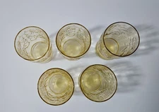 Vintage Federal Depression Glass Amber Madrid Juice Tumblers set of 5