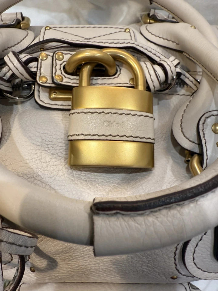 Authentic Chloe Paddington Beige Handbag Shoulder Bag Gold hardware Padlock Key - Image 3 of 4