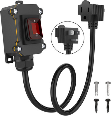 Inline Power Switch with 3Ft 14AWG Cord   IP67, 20A 125V, LED On/Off Rocker