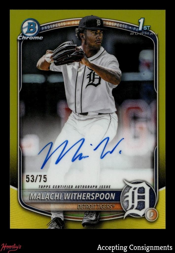 2025 Bowman Chrome Draft Yellow Malachi Witherspoon 1st ROOKIE AUTO 53/75 TIGERS