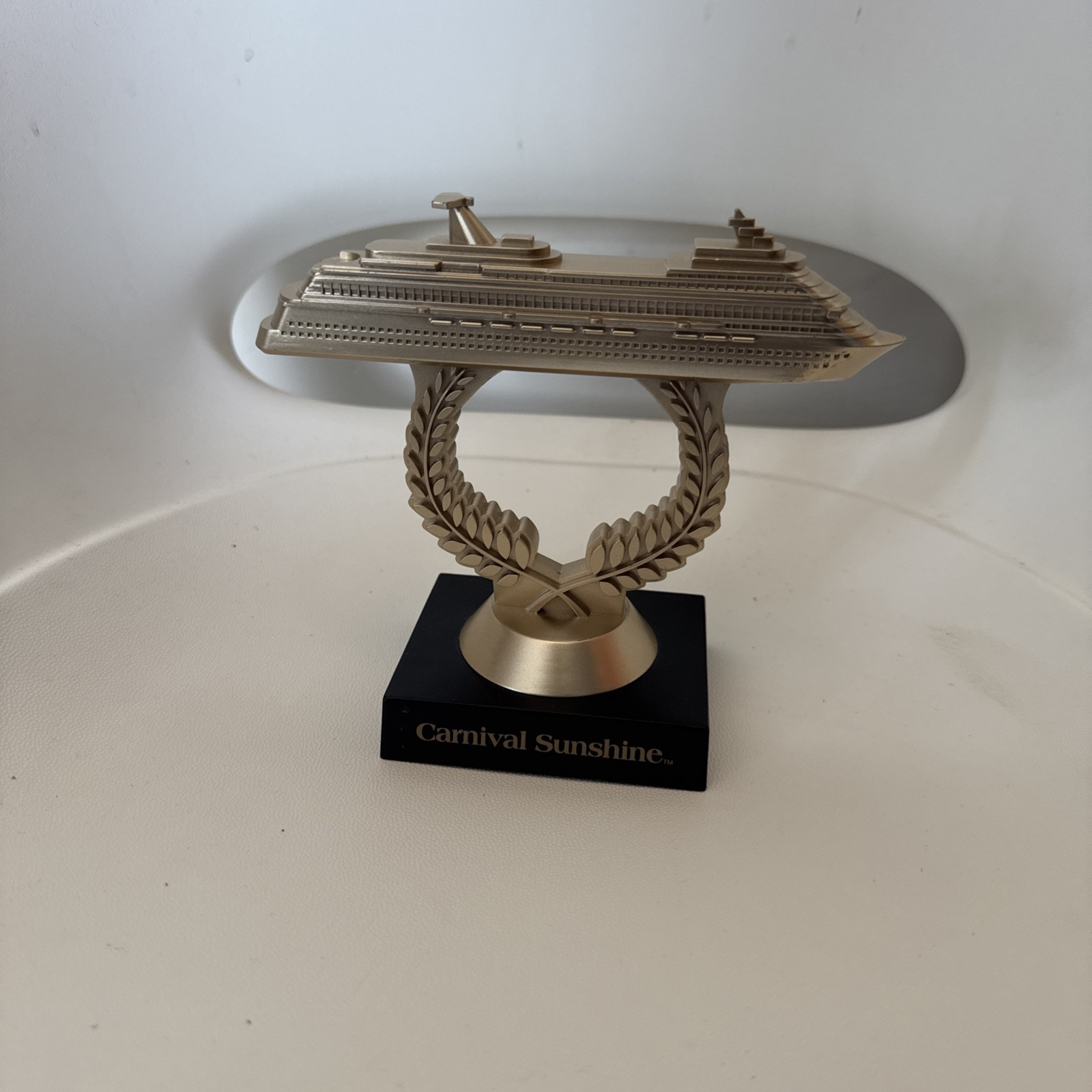 Carnival Sunshine Ship On A Stick Trophy Matte Gold Finish Cruise Souvenir
