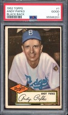 1952 Topps #1 Andy Pafko (Black Back) PSA 2 Vintage Dodgers Baseball Card (6201)