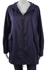 Moncler Women Purple Raincoat Windbreaker High Neck Drawstring Size 0