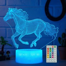 POSSHE Horse Night Light, Gifts for Girls, 3D Illusion Small, Color 1