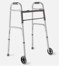 Medline 2-Button Folding Walker with 5" wheels MDS86410W54 BRAND NEW, NEVER USED