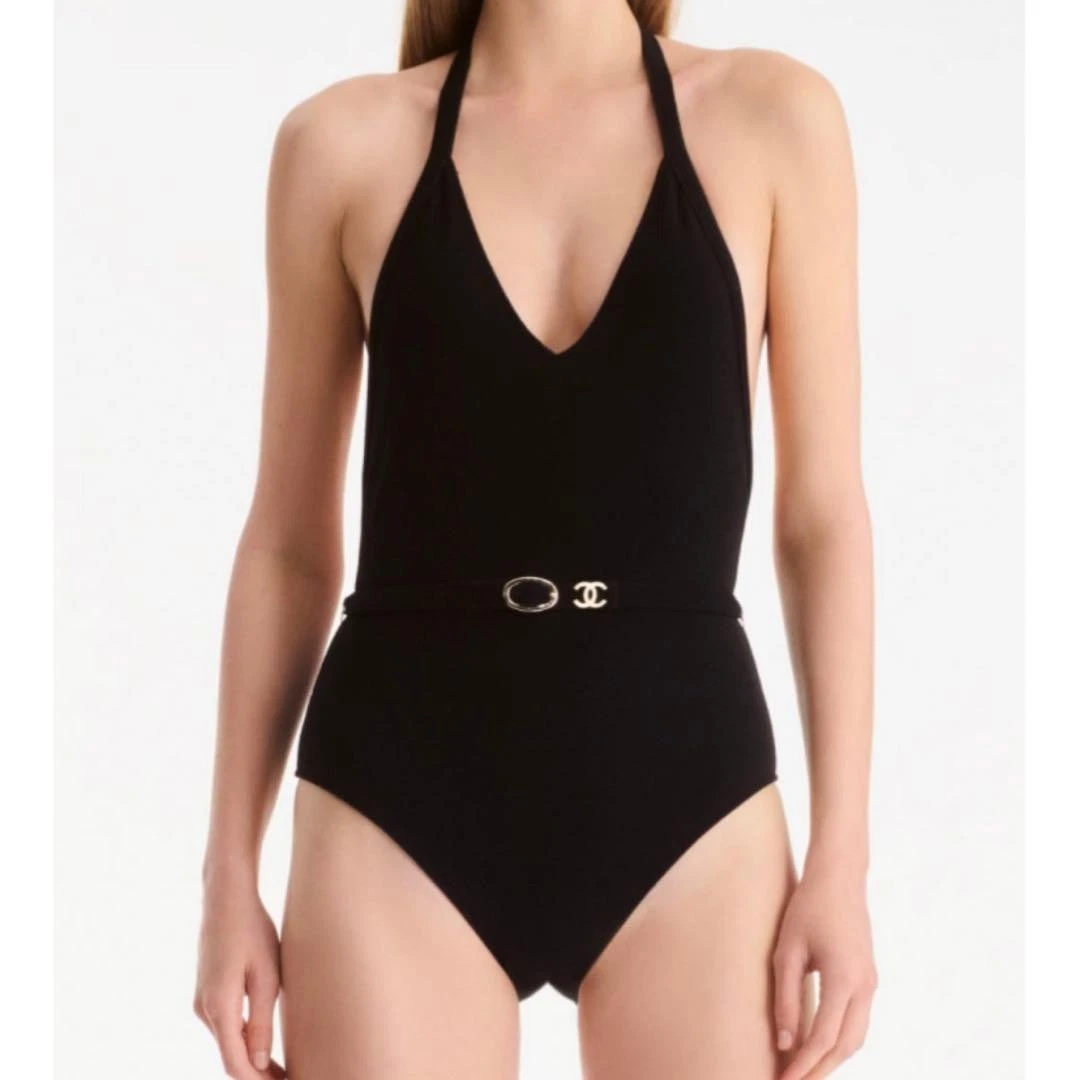 CHANEL ロゴストラップ ワンピース水着 ブラック 38　ヴィンテージ CHANEL Solid Swimwear for Women for sale | eBay