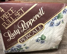Vintage Lady Pepperell Fresh Violets Floral FULL Double 4-Pc Sheet Set Cottage