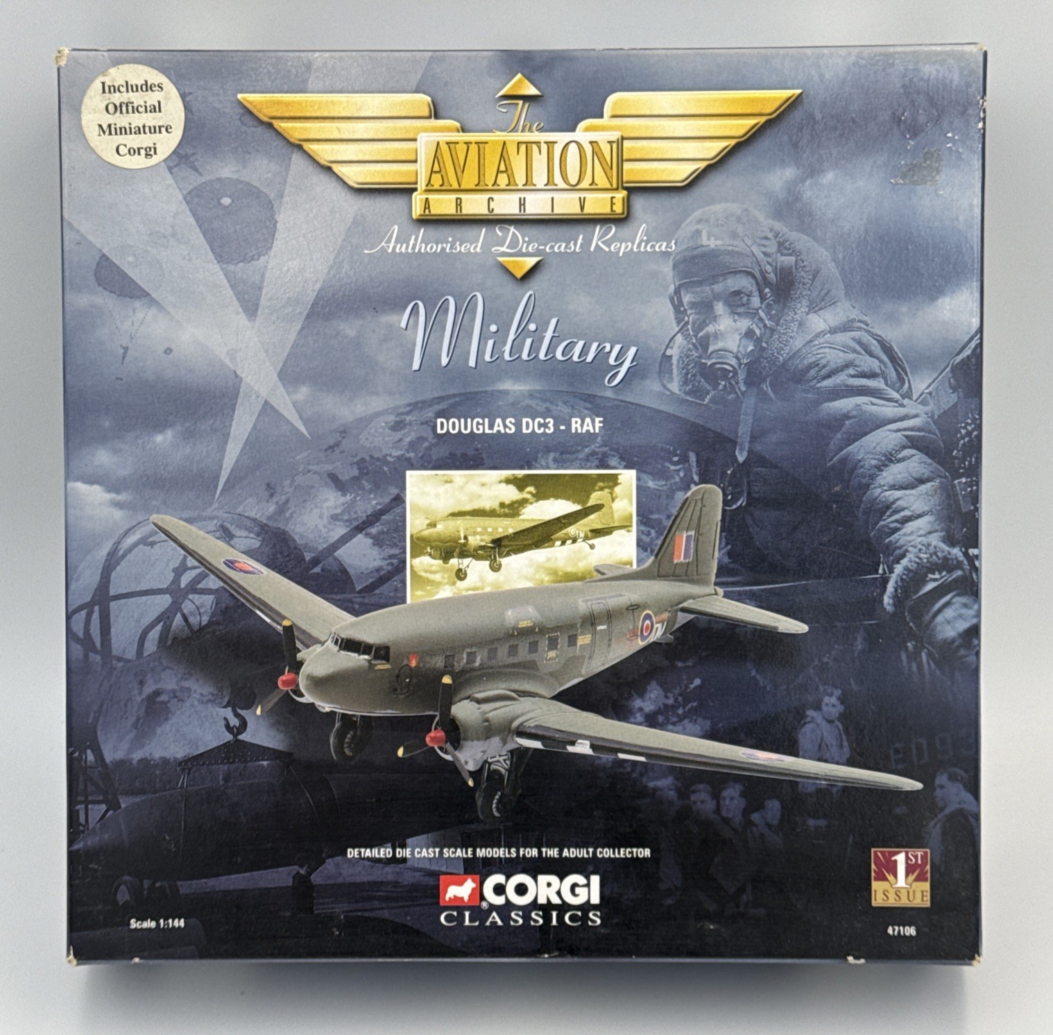 Corgi 1/144 Scale Diecast 47106 - Douglas DC3 Aircraft - RAF