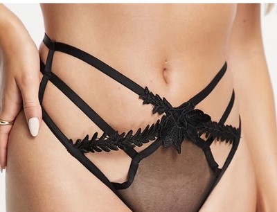 NWT Bluebella  Black Lace Thong Size L US-10