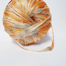 euro yarns ritz 143yd . creamsicle 07 . orange peach silver metallic ribbon