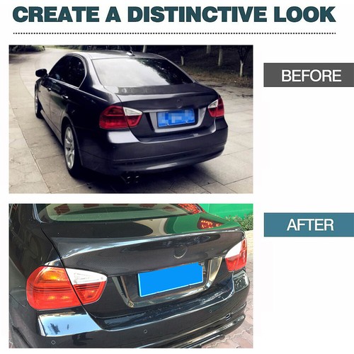 For BMW E90 325i 330i Sedan 2005-2008 Carbon Fiber Rear Trunk Spoiler Boot Wing - Picture 4 of 12