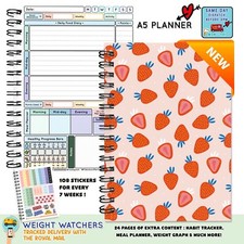 Diet Food Diary WEIGHT WATCHERS Planner Tracker Log Book Journal WW-STRAWBERRY