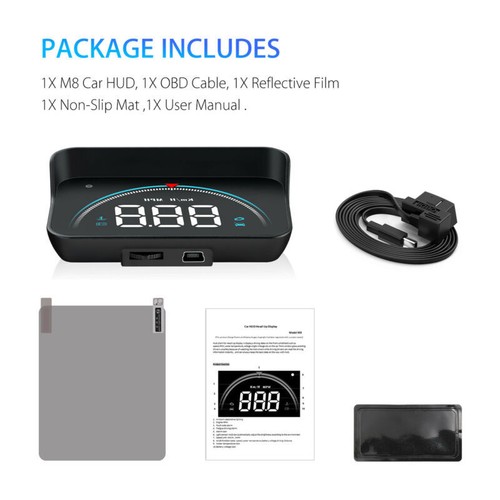 Car Head Up Display Speedometer HUD OBD Overspeed Tired Temp Alarm Smart Driving - Imagen 10 de 10