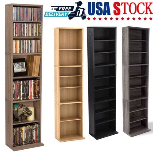 Adjustable Media Tower Stand Video Game Organizer Cd Dvd Storage Shelf eBay