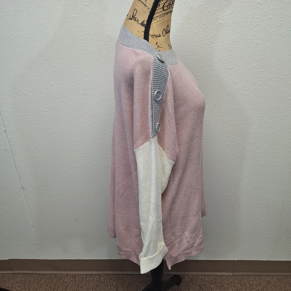 Suéter de gran tamaño Vince Camuto Waffle tejido elástico manga larga rosa para mujer talla XL Foto 2 de 4