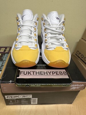 DS Reebok Question Mid Yellow Toe Lakers FX4286 2020 GS size 6Y