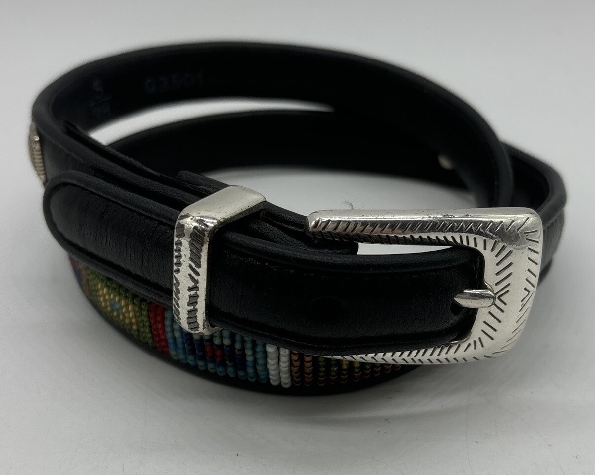 Brighton Beaded Fringed Western black belt with beads 26” adjustable in small Brighton Beaded Black Belts for Women for sale | eBay main image 3