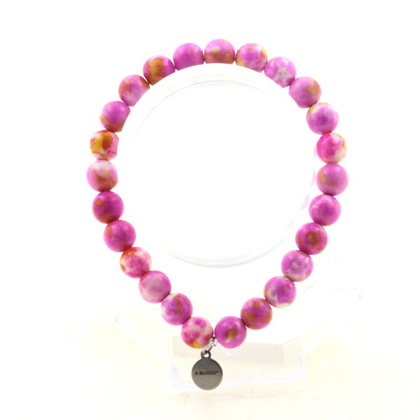 Mineralien Und Edelsteine. Armband Perlen Jaspis Rosa Gelb 8 Mm. Hergestellt-image
