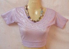 BRAND NEW Sari Blouse Choli Top BUST 28" Lycra Belly Dance Stretch Pinkish LY2
