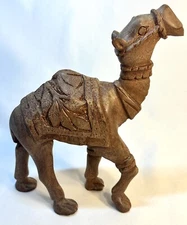 Vtg Carved Wood Nativity Camel Detailed Figurine Christmas Manger Scene 8.5”