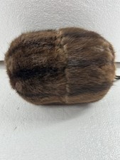 Genuine Vintage Brown Unknown Fur Hand Warmer Zip Pocket Muff