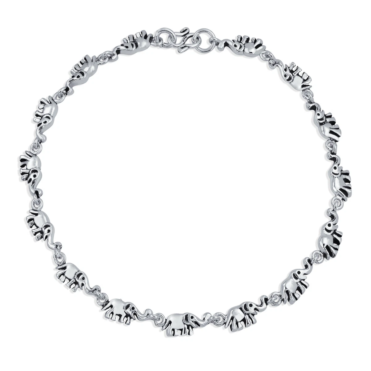 Multi Elephant Anklet Charm Ankle Bracelet Bali Style Sterling