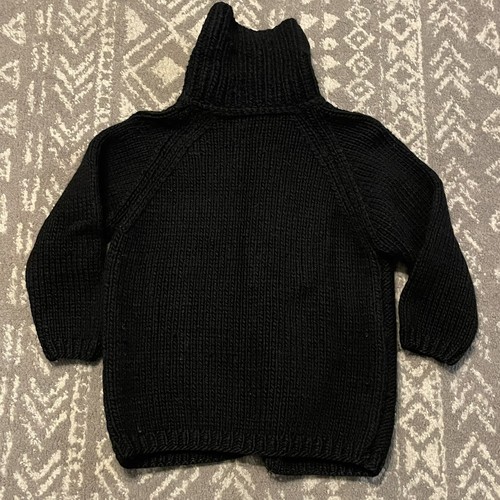 50s 60s Gimbels Women’s Wool Cardigan Sweater Chunky Hand Knit Black Sz S/M Flaw - Picture 11 of 12