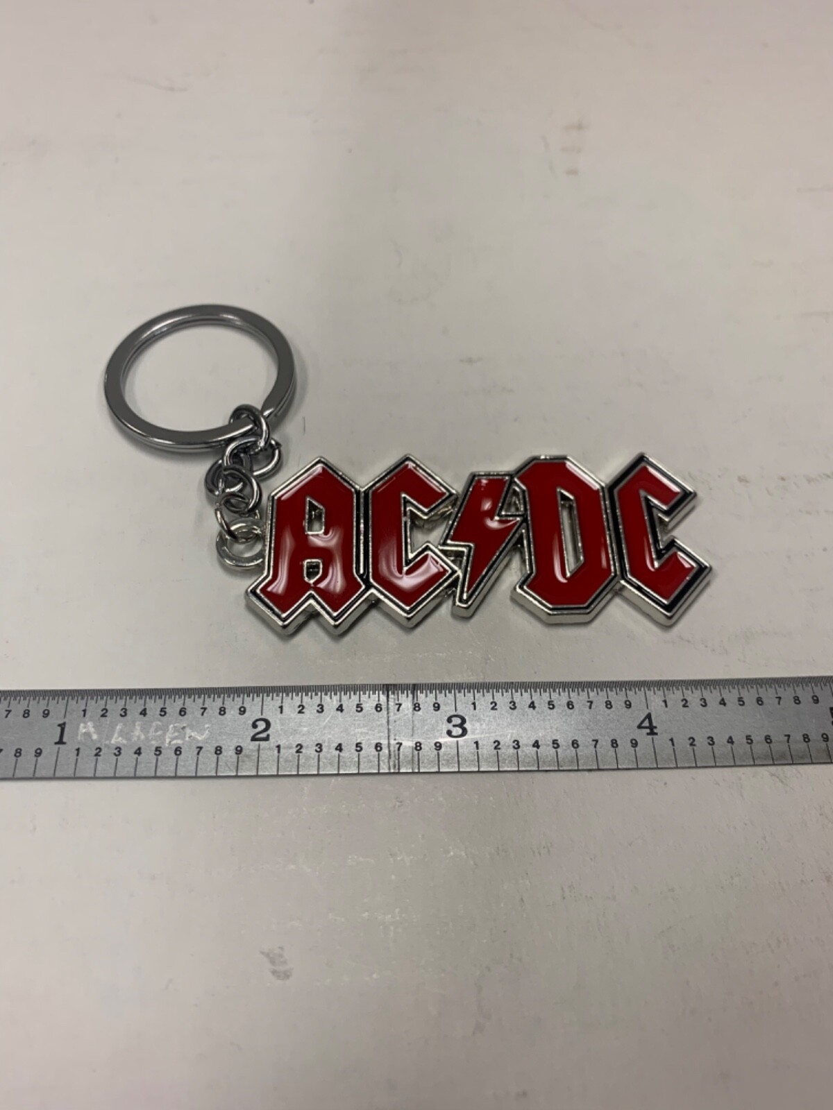 New AC/DC ACDC Metal Silver And Red Color KEY CHAIN Keyring | eBay