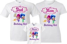 Family Unicorn Mom Dad Birthday Girl Shimmer Shine Customized T-Shirts