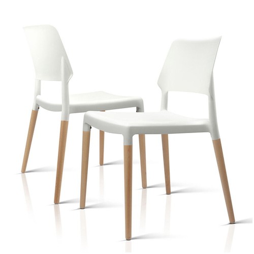Artiss 4x Dining Chairs Belloch Replica Stackable Kitchen Chair Plastic Wooden - Picture 5 of 7