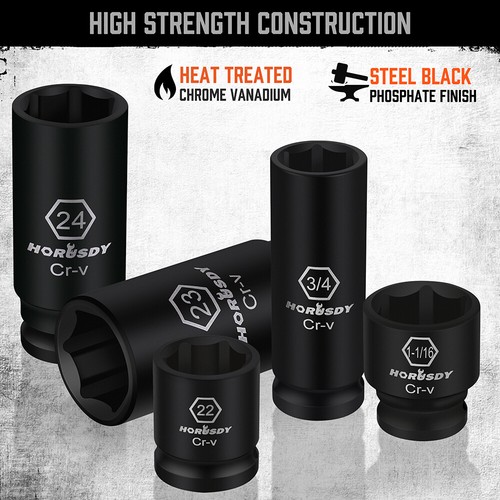 66PC 1/2" Drive Impact Socket Set Deep & Standard SAE Metric 3/8-1-1/4" 8-24mm - Picture 4 of 9