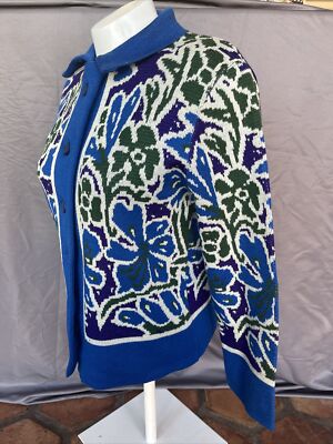 Vintage 60's Catalina Jacquard Cardigan Sweater Womens 38