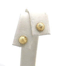 14k Gold Ball Hardwear Stud Earrings 6mm Half Sphere Diamond Cut Sparkly