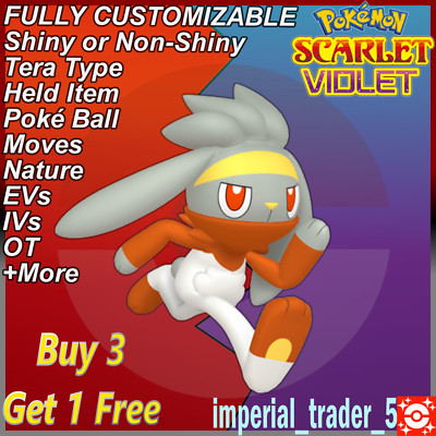Pokémon Scarlet and Violet   Shiny Raboot   W/ Best 6IV Customizable
