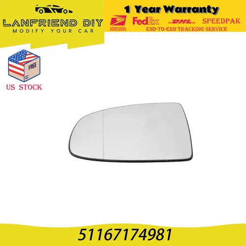 51167174981 Left Driver Side Mirror Glass Heated - Fit BMW X6 E71 E72 X5 E70