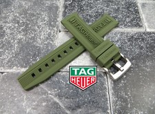 New 20 mm Authentic TAG HEUER Genuine Rubber Tang Strap Green Diver Watch Band