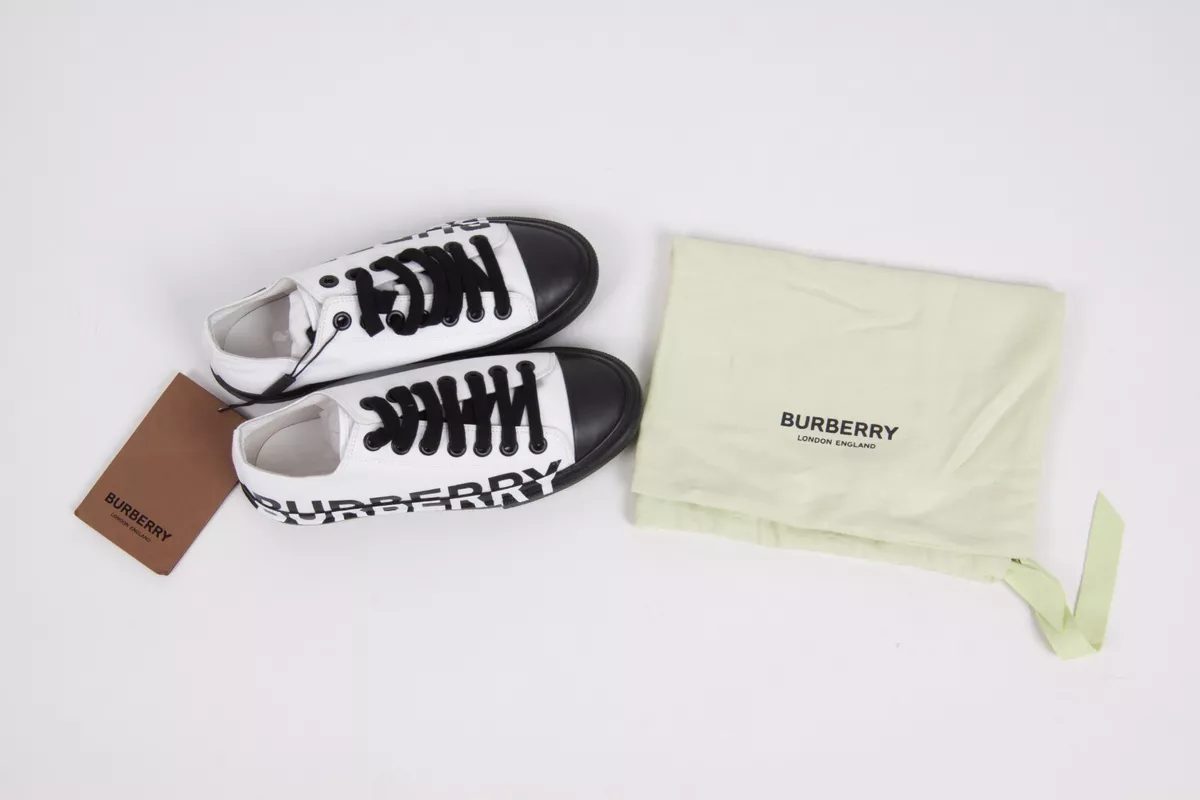 Burberry White and Black Larkhall M Logo Women&#039;s Shoes Size 39 US 9 | eBay