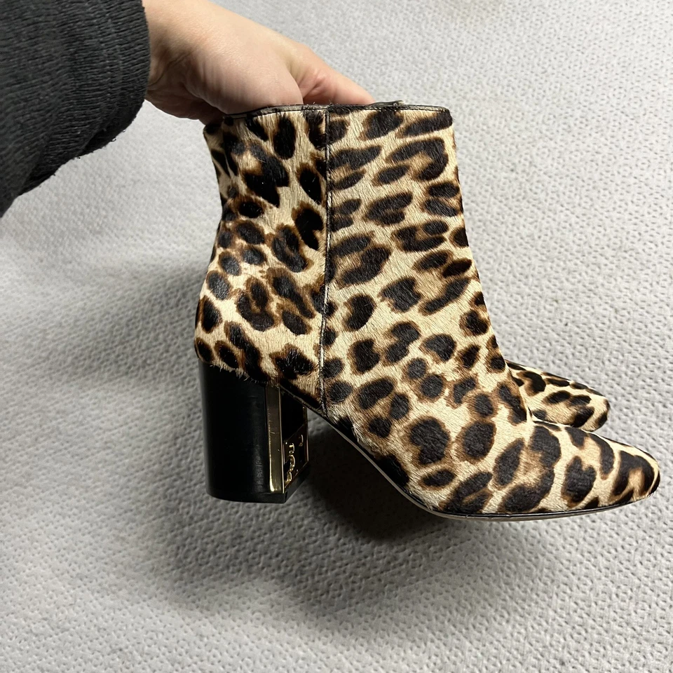 Botines Tory Burch Brooke Leopardo Pelo de becerro Tacón al Tobillo Estampado Animal Talla 5.5 Foto 3 de 4