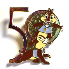 Walt Disney World 50th Year Anniversary Pin Mickey Chip 'n Dale Epcot NWT Ltd