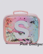 JUSTICE Girls Initial S ombre letter shaky lunch tote bag box S Monogram Unicorn