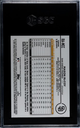 2024 Topps Chrome Mason McCoy Purple Speckle Auto /299 RC #RA-MCC SGC 10 GEM ๐ - Foto 2 di 2