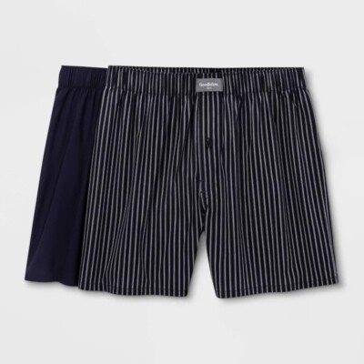 pack Goodfellow Co Men's Striped, Navy, Woven Boxer, Small 28/30, By  Target