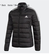 Adidas Womens Essentials Padded Down Jacket Slim Uk Medium  RRP £100 Black #U114
