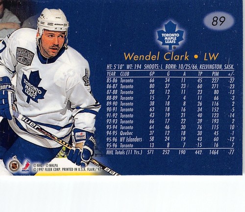 1996-97 Flair #89 Wendel Clark - Picture 2 of 2
