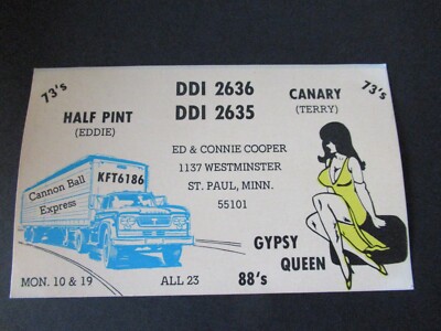 Citizen's Band CB QSL KFT-6186 post card Gypsy Queen St. Paul MN
